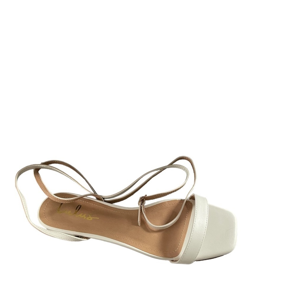 Women’s Lulus Esaly White Ankle Wrap Sandals  Size 8 1/2 - Picture 4 of 11